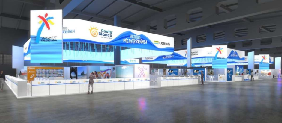 Imagen renderizada del stand de la Comunidad Valenciana en Fitur 2024