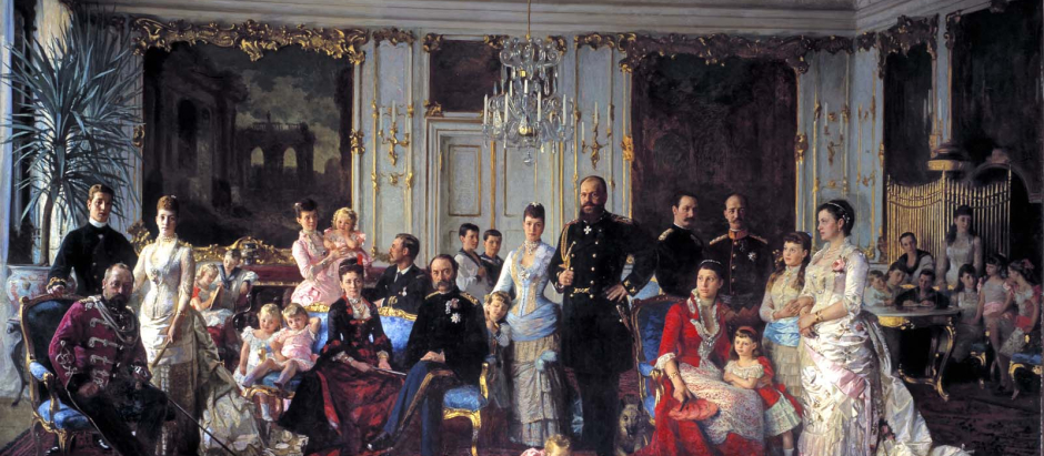Cristián IX con su familia en el Palacio de Fredensborg en 1883 de Laurits Tuxen