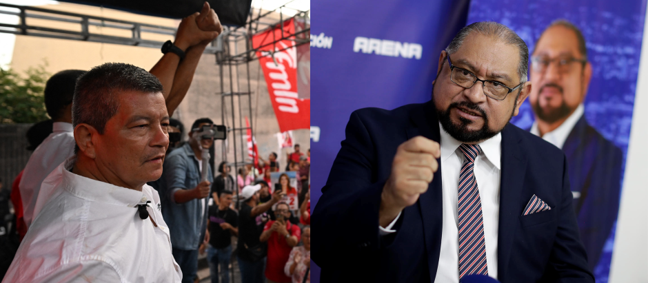 Manuel Flores candidato presidencial por el FMLN y Joel Sánchez candidato de ARENA