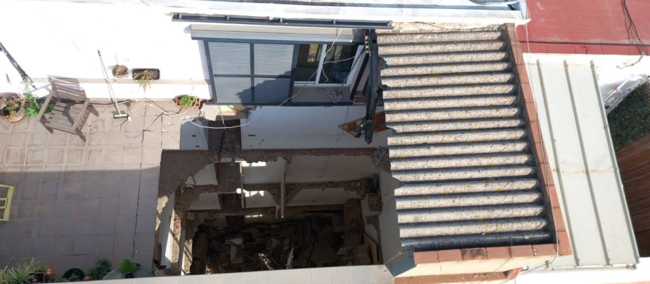 Imagen del edificio derrumbado en Badalona