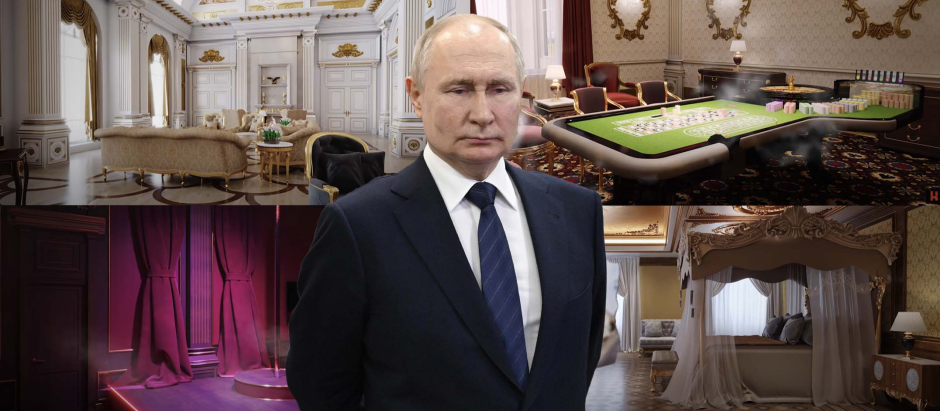 Montaje de imágenes de las estancias de la mansión de Vladimir Putin