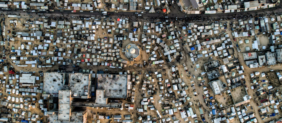 Imagen de satélite de Rafah que muestra los asentamientos de refugiados del norte de Gaza