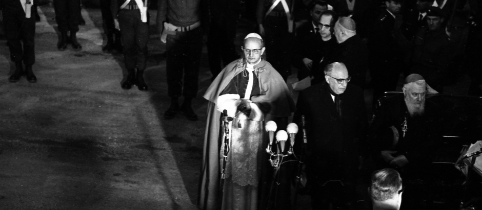 El Papa Pablo VI, durante su viaje a Tierra Santa en 1964