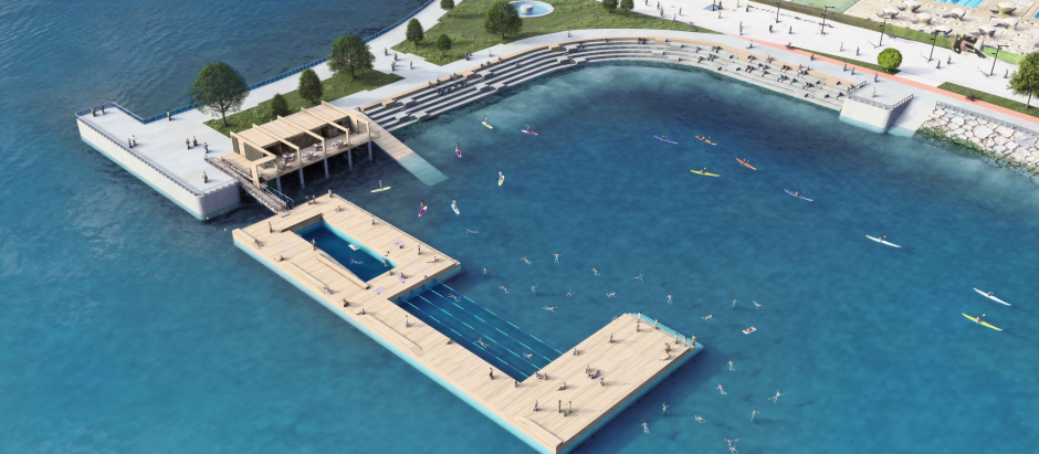 Estructura flotante para actividades acuáticas prevista en La Coruña