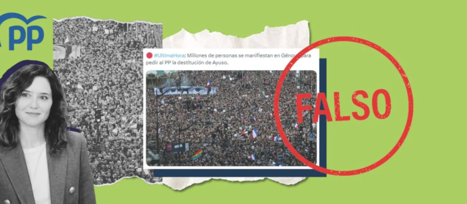 Esta imagen donde “millones de personas” se manifiestan en Génova para pedir la dimisión de Ayuso es falsa
