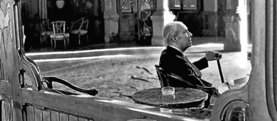 Jorge Luis Borges en un café de Palermo