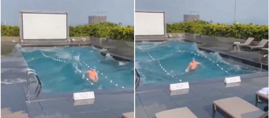 Así se vivió el terremoto de Taiwán desde una piscina