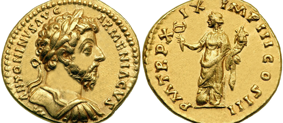 Marco Aurelio en una moneda