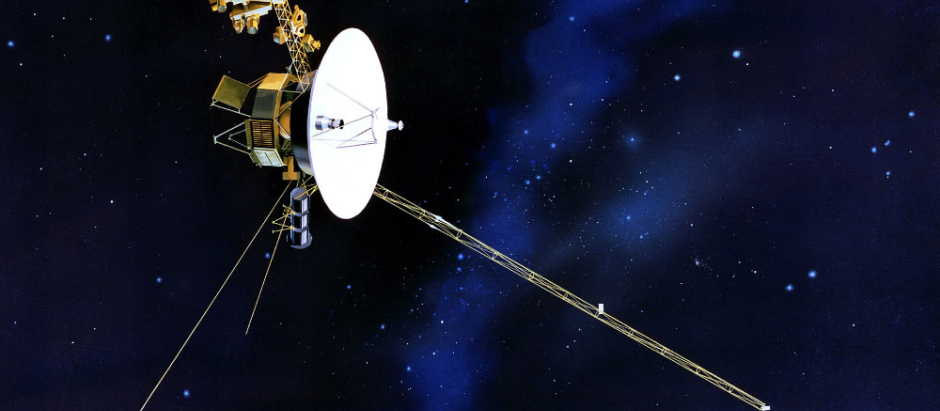 Recreación de la sonda Voyager 1 en el espacio