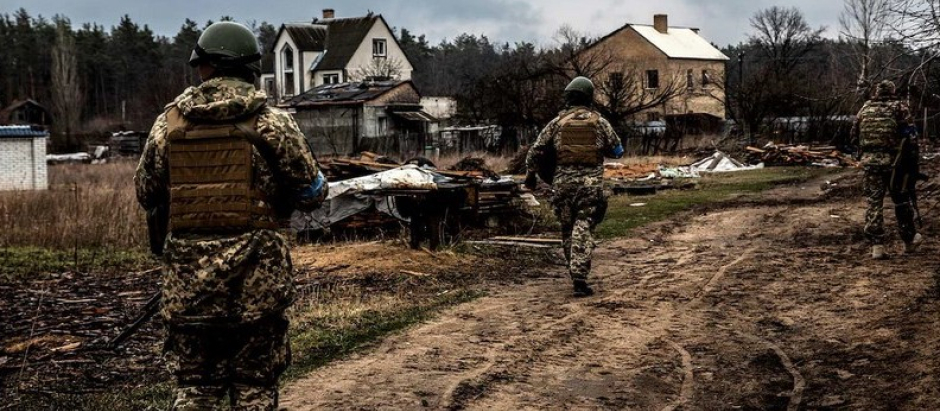 Soldados ucranianos en Moshchun