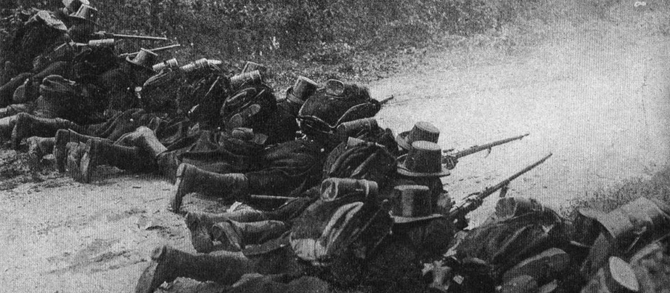 Tropas belgas defendiendo un suburbio de Herstal, justo al noreste de Lieja