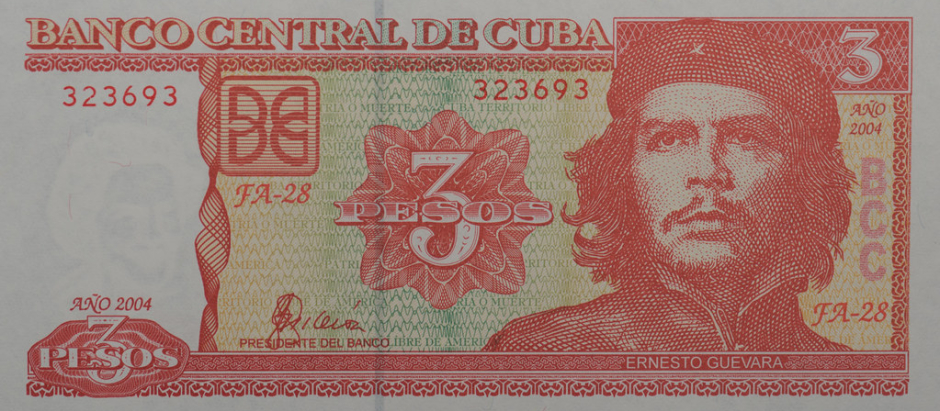 Nuevo billete de 3 pesos cubanos con la impresión de Ernesto «Che»Guevara