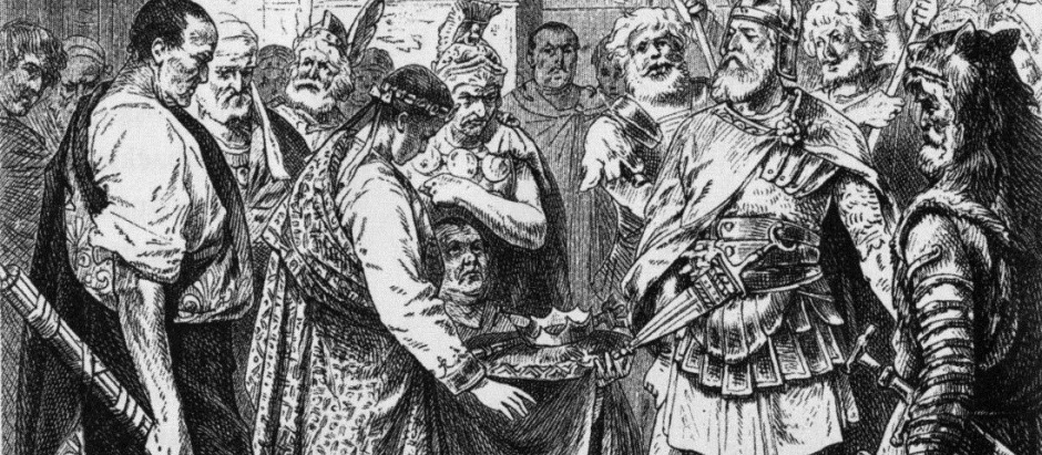 Rómulo Augusto renuncia a la Corona (de una ilustración del siglo XIX)