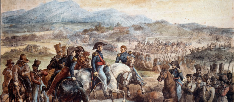 Vista de la batalla de Maipú. Acuarela de Theodore Gericault