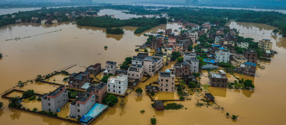 Foto aérea de las inundaciones en China