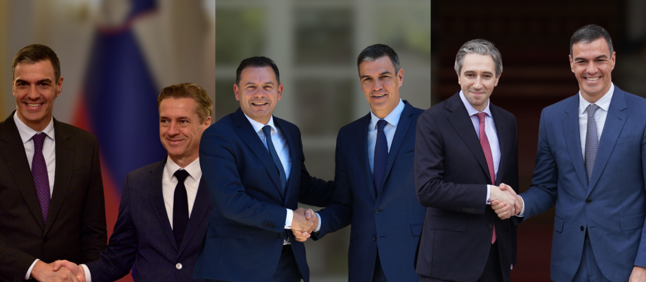 El presidente del Gobierno español, Pedro Sánchez, junto con los mandatarios de Portugal, Eslovenia e Irlanda