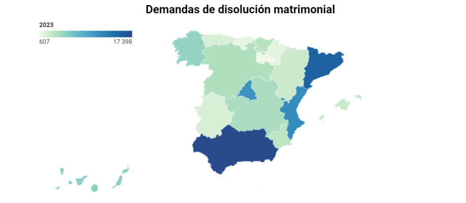 Mapa de las disoluciones familiares en España