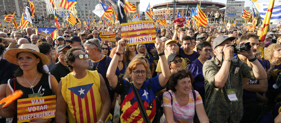 Manifestación independentista por la Diada, en Barcelona