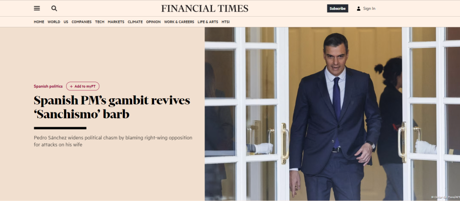 Captura del editorial del Financial Times
