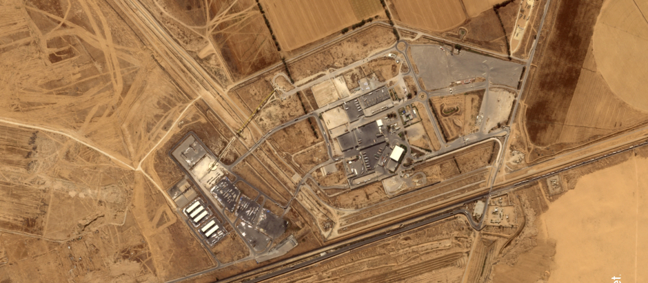 Imagen satelital del puesto fronterizo Keren Shalon entre Israel y Gaza