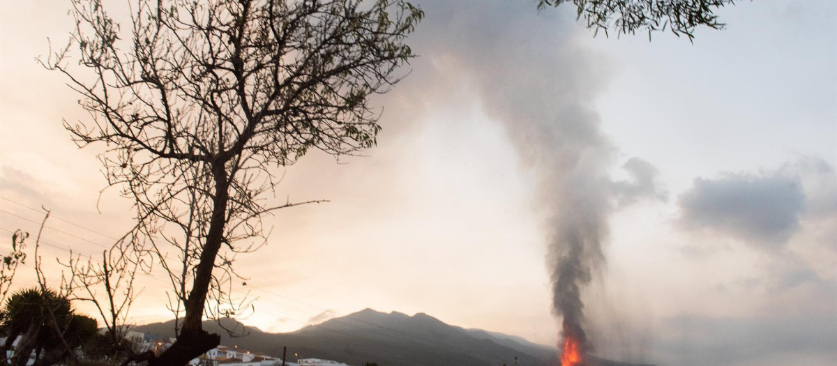 Imagen del volcán de La Palma en su sexto día de actividad