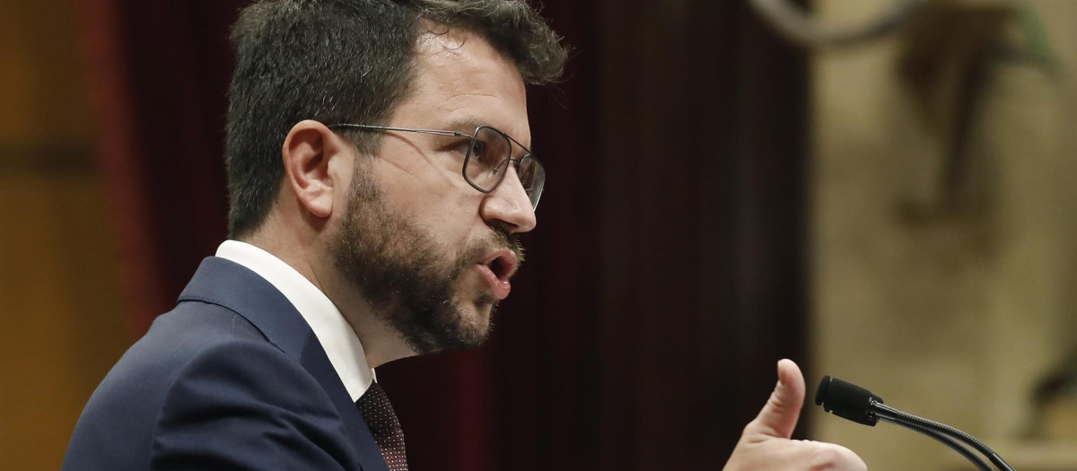 El presidente de la Generalitat, Pere Aragonès, en el parlamento de Cataluña