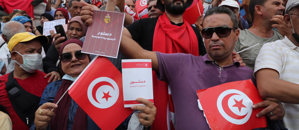 Manifestación contra el presidente de Túnez, Kaid Saied