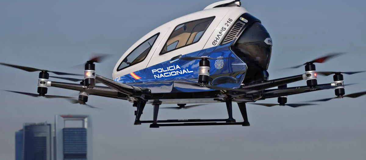 Imagen del nuevo dron con hélices de la Policía Nacional