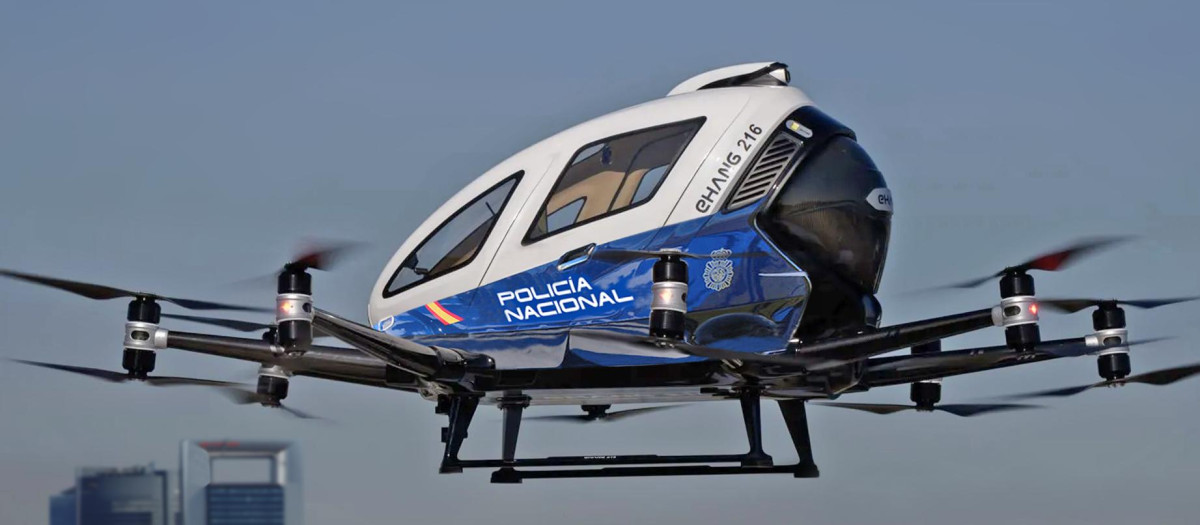 Imagen del nuevo dron con hélices de la Policía Nacional