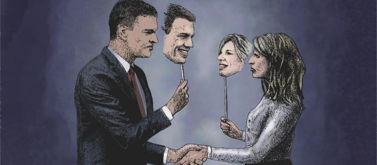 Ilustración Pedro Sánchez Yolanda Díaz