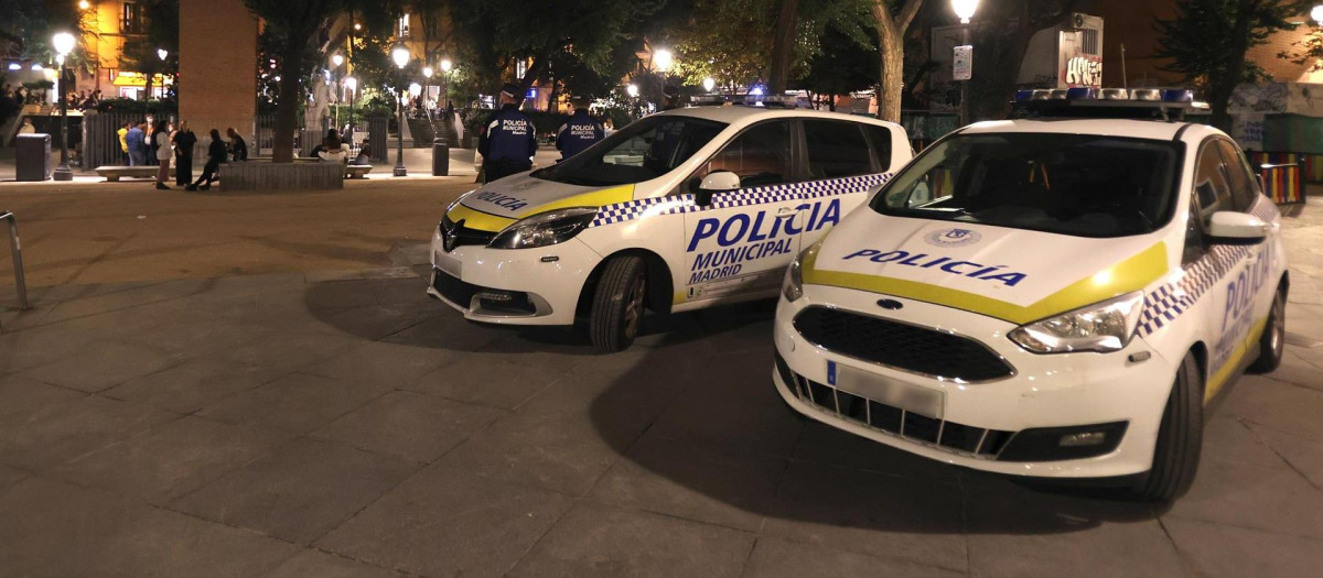 Agentes de la Policía Municipal patrullan por los aledaños de la zona de Ciudad Universitaria-Moncloa de Madrid