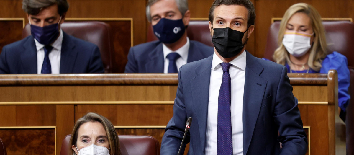 Pablo Casado durante la sesión de control.
