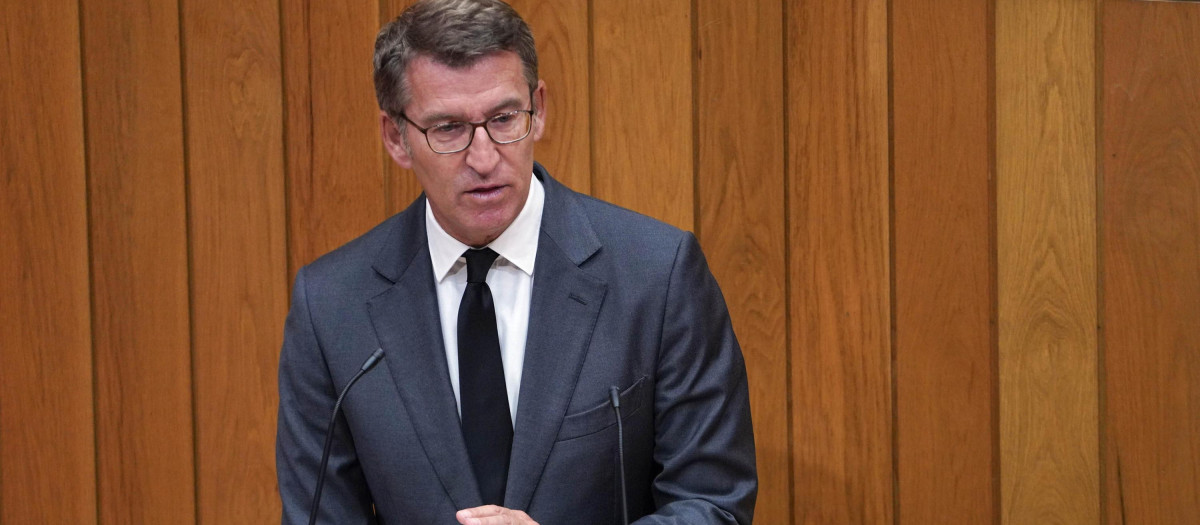 El presidente de la Xunta de Galicia, Alberto Núñez Feijóo, durante el debate del Estado de la Autonomía de Galicia,