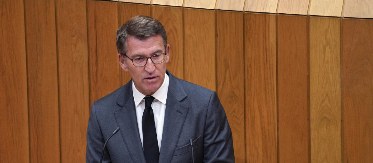 El presidente de la Xunta de Galicia, Alberto Núñez Feijóo, durante el debate del Estado de la Autonomía de Galicia,