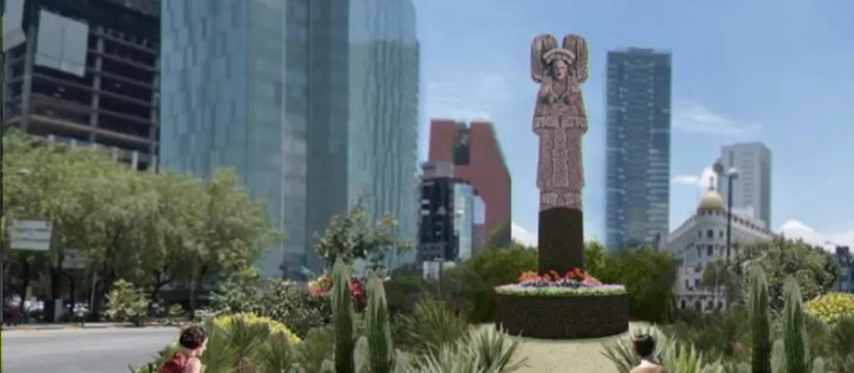 Proyección del diseño con la nueva figura en sustitución de la de Colón.