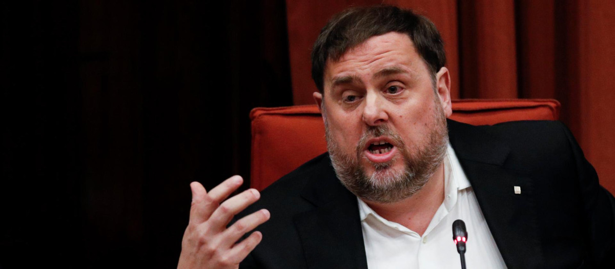 Oriol Junqueras en una comisión de investigación en 2020