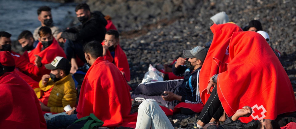 Inmigrantes, a su llegada a la costa norte de Lanzarote