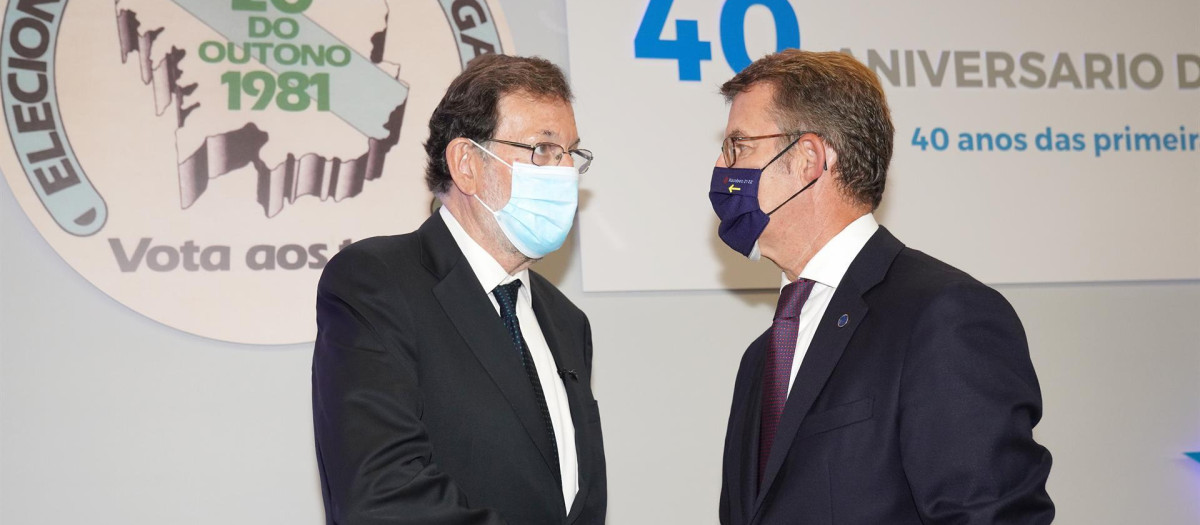 El expresidente del Gobierno Mariano Rajoy y el presidente de la Xunta de Galicia, Alberto Núñez Feijóo