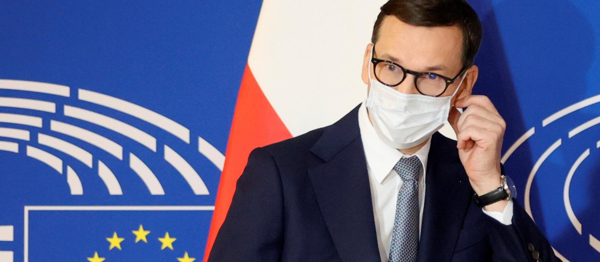 Mateusz Morawiecki, primer ministro polaco ayer en el Parlamento Europeo