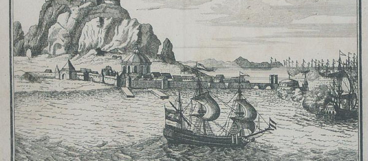 Grabado «La captura de Gibraltar», de 1704