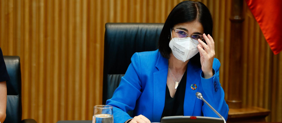 La ministra de Sanidad, Carolina Darias, durante una comparecencia en el Congreso