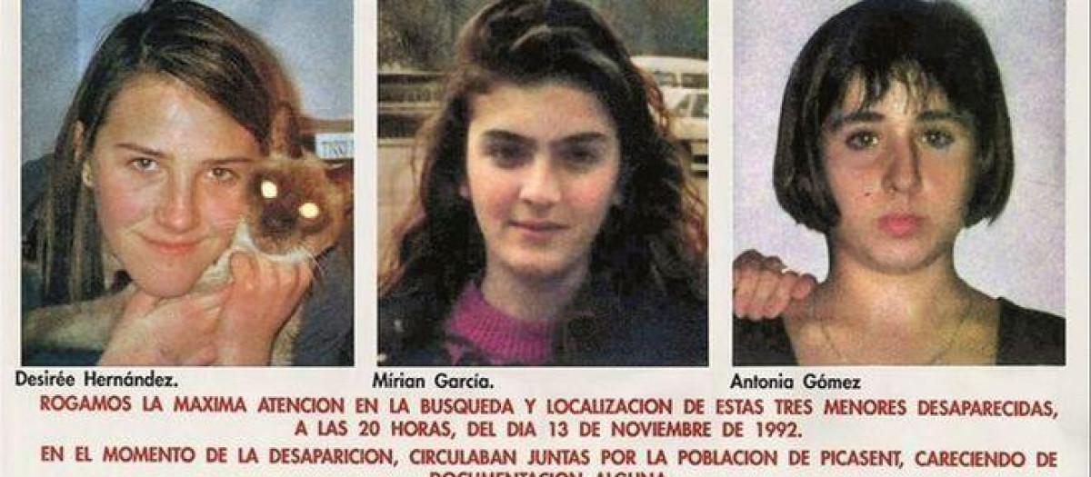 Cartel con el rostro de las víctimas del caso Alcasser