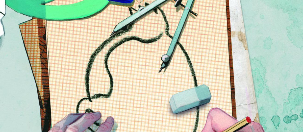 Detalle de portada. «Entre los bastidores de las aventuras de Tintín» de Benoît Peeters