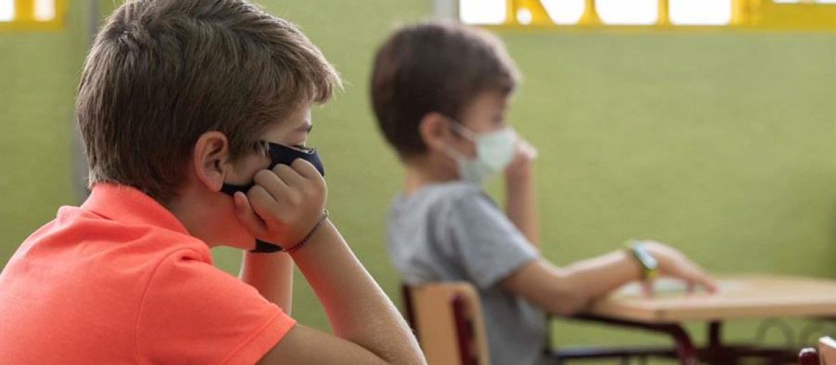 Alumnos de primaria en un colegio público de Murcia