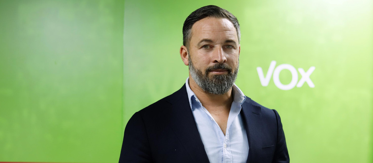 Santiago Abascal, en la sede nacional de Vox.