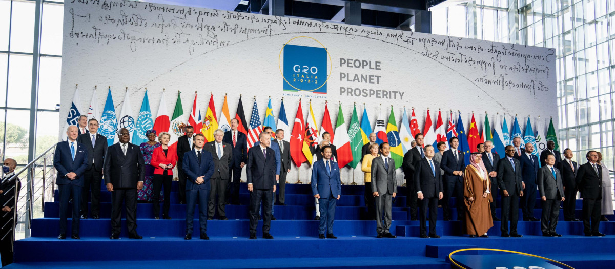 Foto de familia del G-20, con todos los líderes que están en Roma