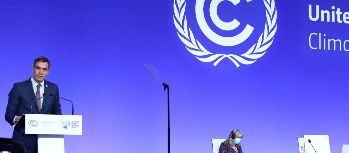 El presidente del gobierno Pedro Sánchez en la COP26, que se celebra en Glasgow (Reino Unido)