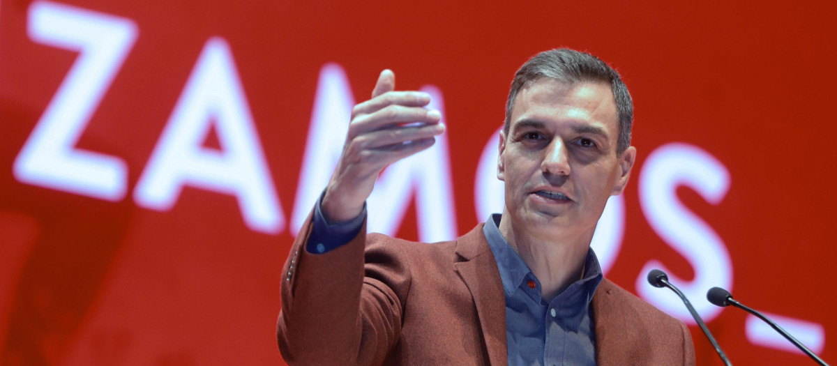 Pedro Sánchez, durante el XVII Congreso del PSOE en Aragón.