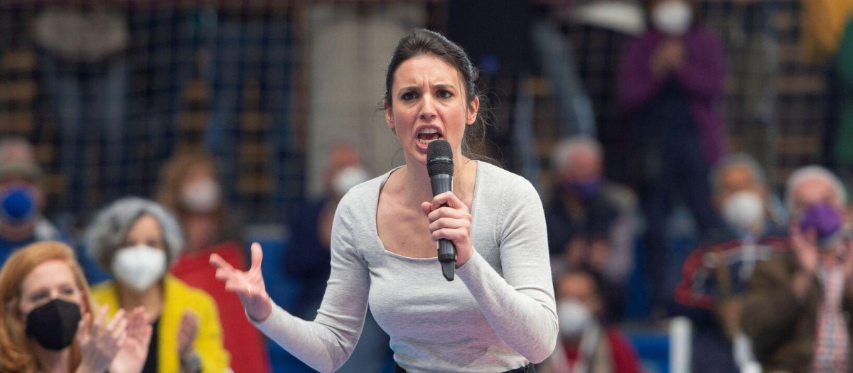 Irene Montero en un acto de Podemos