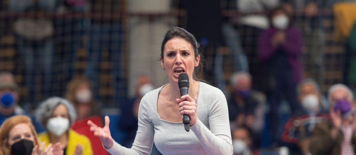 Irene Montero en un acto de Podemos